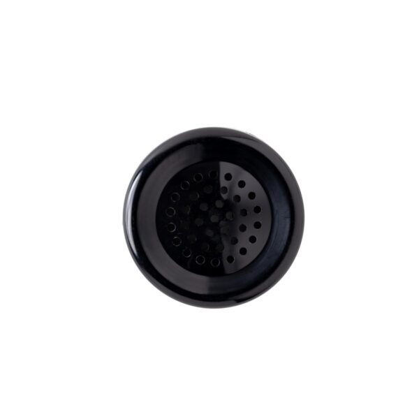 A Black Color Plastic Receiver Cap on a White Background